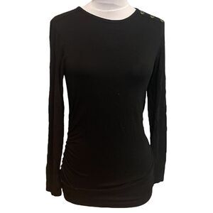 Isabella Oliver Black long sleeve side ruching button detail medium